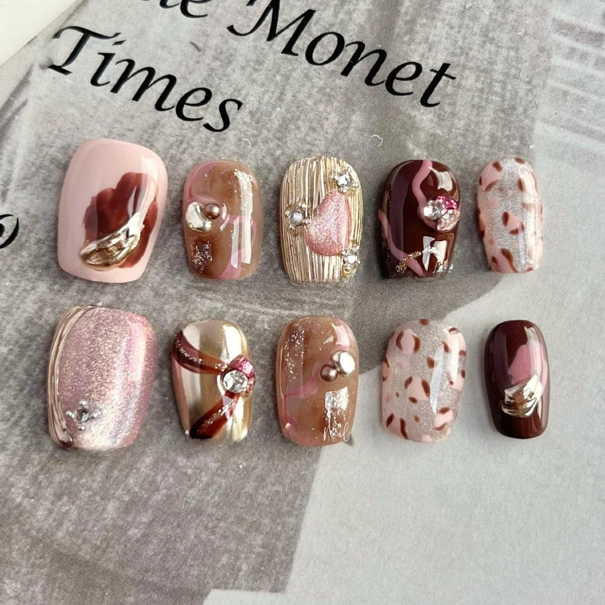 10Pcs Cartoon Pattern Handmade Press on Nails Cute Fake Nails Wearable Stick-on Nails Full Cover False Nail Накладные Ногти 네일팁